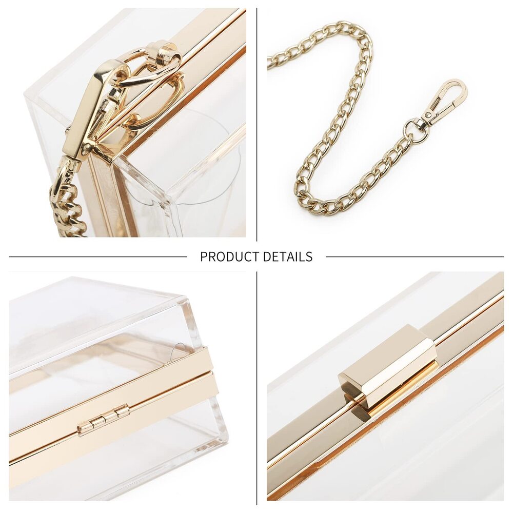 4424 Clear Clutch Purse Handbag , Clear Acrylic Crossbody Evening Bag View 4